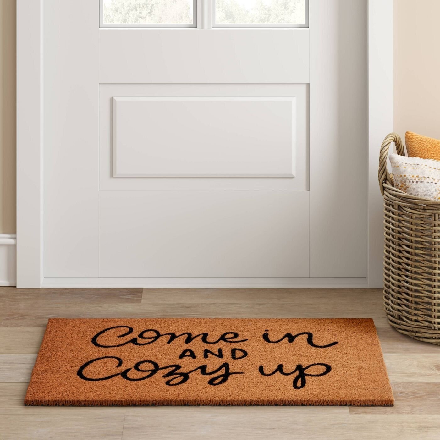 A welcome mat is a great way to bring a little seasonal cheer to your home. It is functional and most welcome mats are pretty affordable so you won’t be heartbroken if it doesn’t make it to next season.