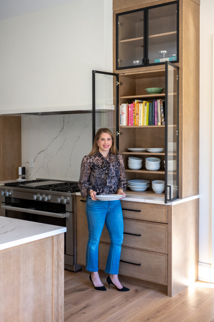 Luxury professional organizer Washington DC working in a closet organization project