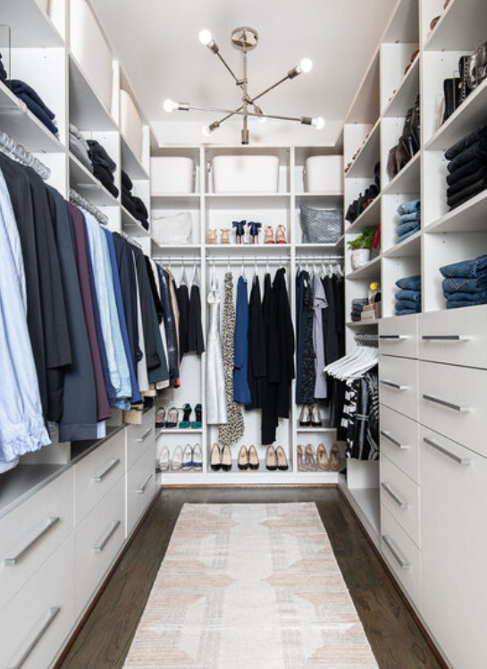 Elegant closet design with functional storage and organization